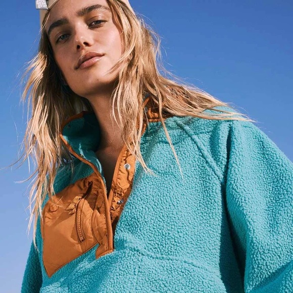 Free People Hit The Slopes Color Block Fleece Pullover -  Mountain Majesty - Picture 2 of 8